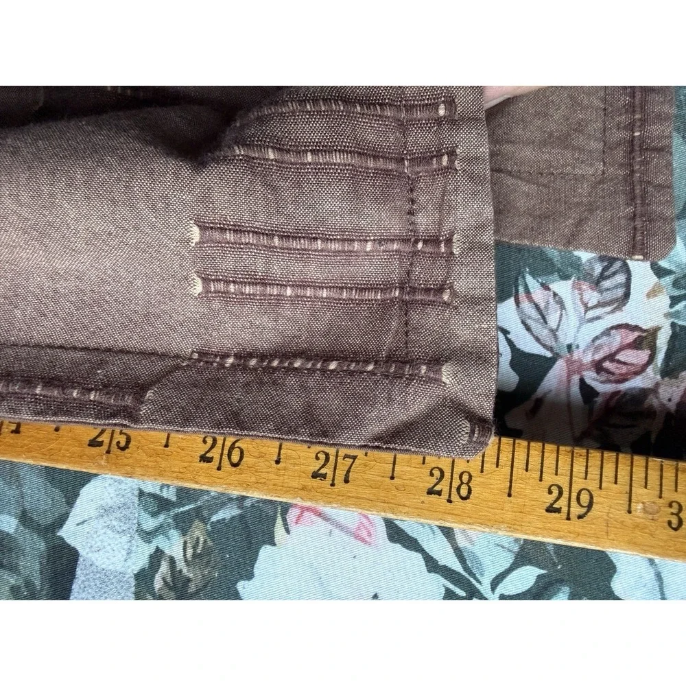 Dansk Full Queen Duvet Cover & 2 Shams Cocoa Brown Cotton Textured Grid VTG